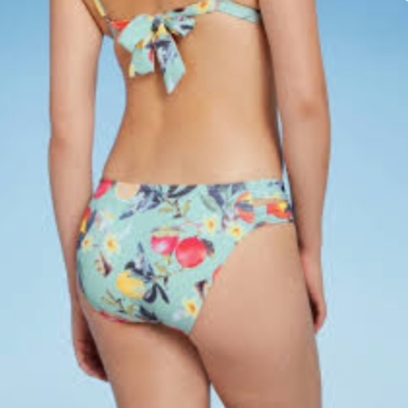 Kona Sol Soft Ruffle Bralette & Double tab Hipster Bikini Floral Fruit Print M - Picture 2 of 14